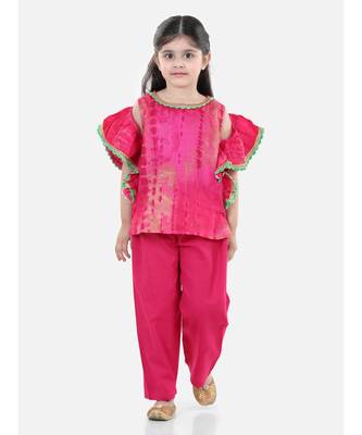 Ruffle Sleeve Top with Pant- Pink 4
