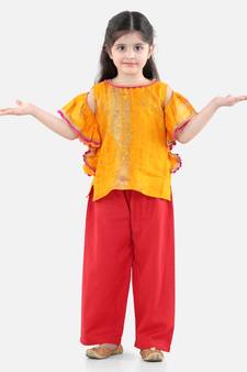 Ruffle Sleeve Top with Pant- Yellow