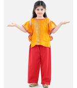 Ruffle Sleeve Top with Pant- Yellow