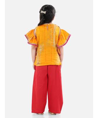 Ruffle Sleeve Top with Pant- Yellow 4