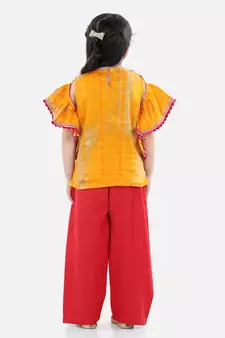 Ruffle Sleeve Top with Pant- Yellow