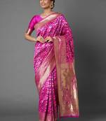 Sareemall Pink Festive Silk Blend Banarasi Saree With Unstitched Blouse