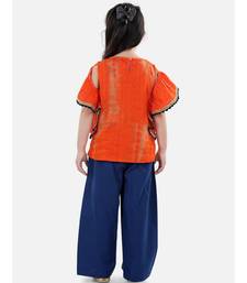 Ruffle Sleeve Top with Pant- Orange