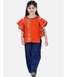 Ruffle Sleeve Top with Pant- Orange