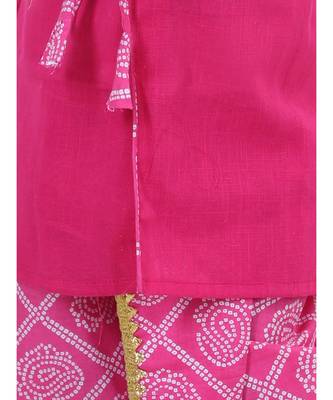 Front Open Cotton Full Sleeve Kurta with Dhoti- Pink 4