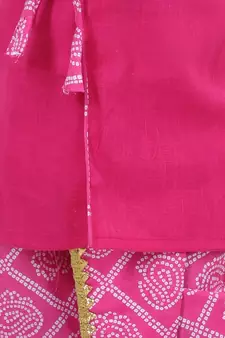 Front Open Cotton Full Sleeve Kurta with Dhoti- Pink