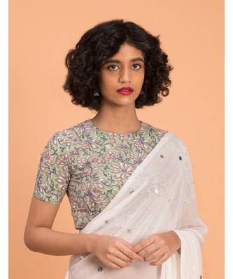 Suta Women White Embellished Pure Cotton Blend Saree 5