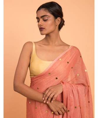 Suta Women Orange-Coloured Embellished Pure Cotton Saree 1