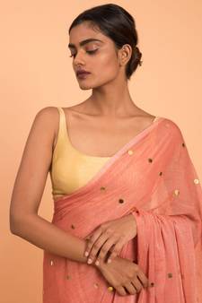 Suta Women Orange-Coloured Embellished Pure Cotton Saree