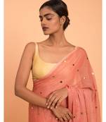 Suta Women Orange-Coloured Embellished Pure Cotton Saree