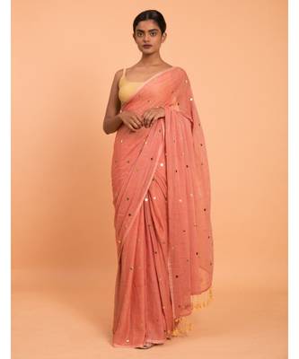 Suta Women Orange-Coloured Embellished Pure Cotton Saree 2
