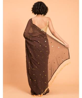 Suta Brown  Gold-Toned Embellished Pure Cotton Saree 4