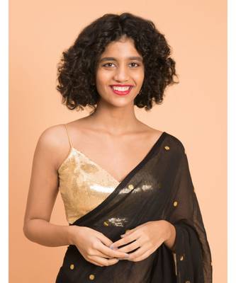 Suta Black  Gold-Toned Embellished Pure Cotton Saree 2