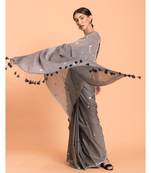 Suta Women Grey Embellished Pure Cotton Saree