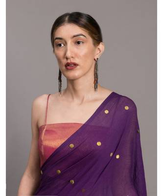 Suta Purple  Gold-Toned Embellished Pure Cotton Saree 5