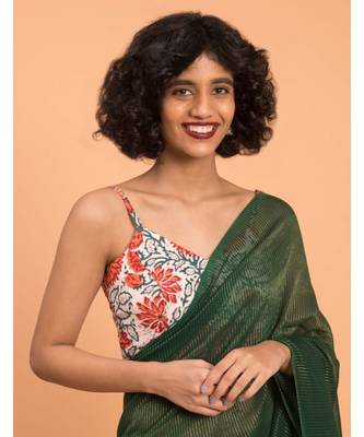 Suta Green & Gold Stripes Woven Zari Pure Cotton Handloom Saree 5