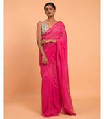 Suta Pink & Gold Stripes Woven Zari Pure Cotton Handloom  Saree