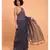 Suta Women Navy Blue & Silver Stripes Woven Zari Pure Cotton Handloom Saree