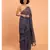 Suta Women Navy Blue & Silver Stripes Woven Zari Pure Cotton Handloom Saree