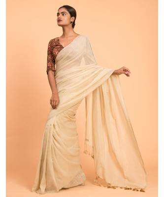 Suta Off White Zari Stripes Pure Cotton Handloom Saree 3