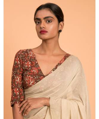 Suta Off White Zari Stripes Pure Cotton Handloom Saree 5