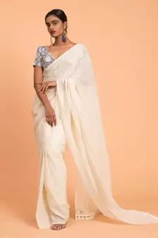 Suta White Zari Stripes Woven Pure Cotton Handloom Saree