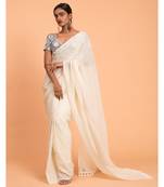 Suta White Zari Stripes Woven Pure Cotton Handloom Saree