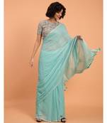 Blue Embellished Sequinned  Pure Cotton Saree