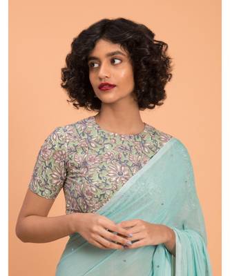 Blue Embellished Sequinned  Pure Cotton Saree 5