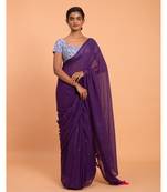 Suta Purple Embellished Sequinned Pure Cotton Saree