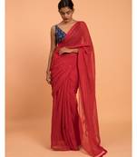 Suta Red Embellished Sequinned Pure Cotton Saree