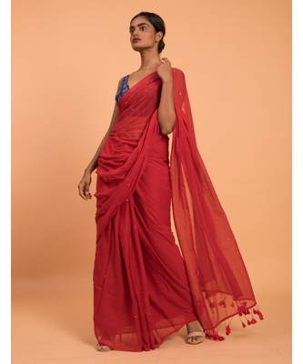 Suta Red Embellished Sequinned Pure Cotton Saree 3
