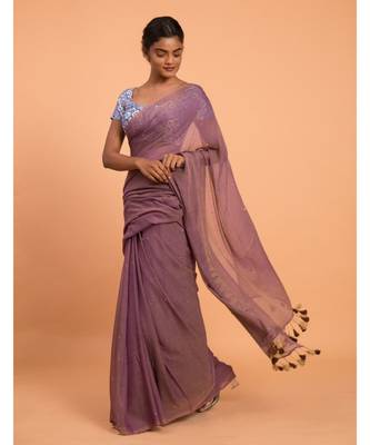 Suta Women Violet Embellished Sequinned Pure Cotton Saree 2