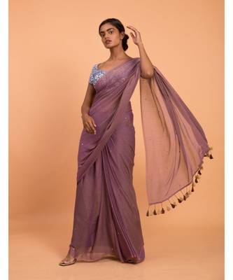 Suta Women Violet Embellished Sequinned Pure Cotton Saree 4