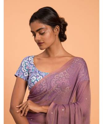 Suta Women Violet Embellished Sequinned Pure Cotton Saree 5