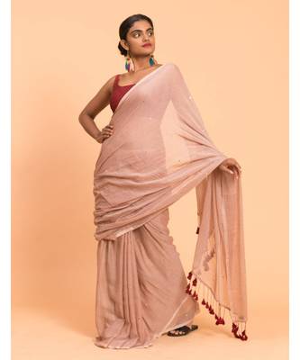 Suta Women Beige Embellished Sequinned Pure Cotton Saree 2