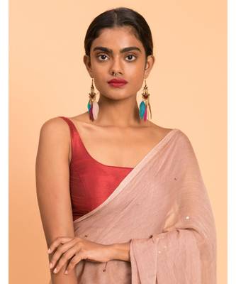 Suta Women Beige Embellished Sequinned Pure Cotton Saree 5