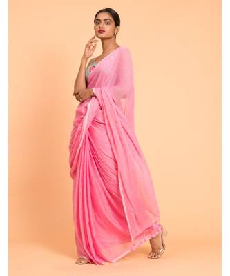 Suta Pink Embellished Sequinned Pure Cotton Saree 2