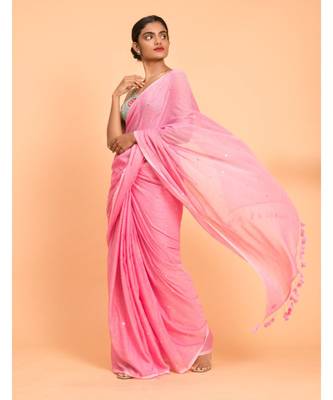 Suta Pink Embellished Sequinned Pure Cotton Saree 3