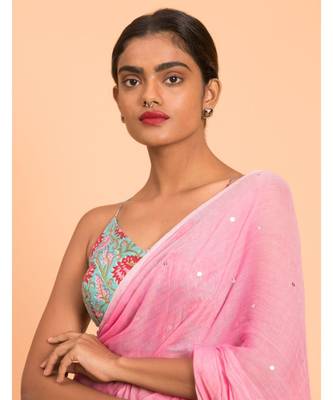 Suta Pink Embellished Sequinned Pure Cotton Saree 5
