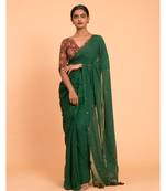 Suta Green Gold-Toned Embellished Sequinned Pure Cotton Saree