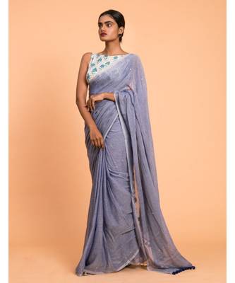 Suta Blue Embellished Sequinned Pure Cotton 2