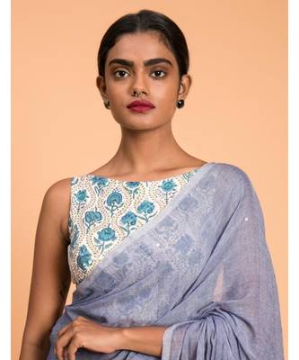 Suta Blue Embellished Sequinned Pure Cotton 5
