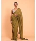Suta Olive Green Embellished Sequinned Pure Cotton Saree