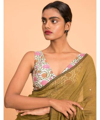 Suta Olive Green Embellished Sequinned Pure Cotton Saree 5