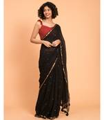 Suta Black Embellished Sequinned With Zari Border Pure Cotton Saree