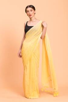 Suta Yellow Embellished Sequinned Pure Cotton Saree