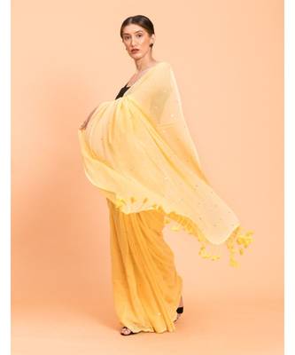 Suta Yellow Embellished Sequinned Pure Cotton Saree 3