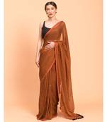 Suta Rust Embellished Sequinned Pure Cotton Saree