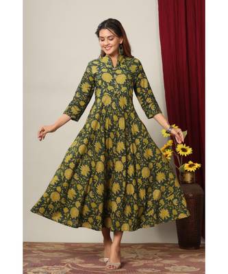  Cotton Floral Printed Anarkali Kurta for Women 1